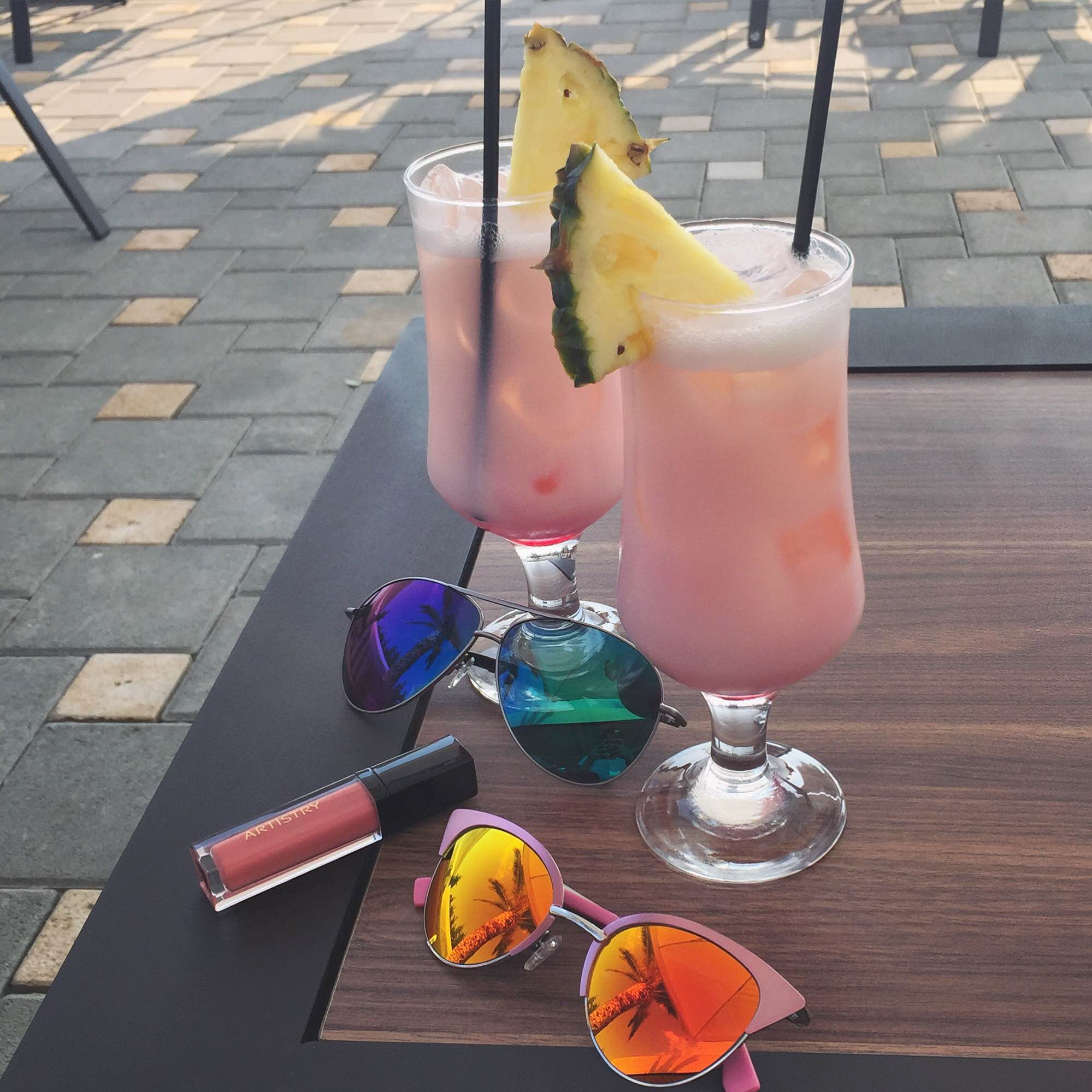 Summer pink cocktail Pina Colada